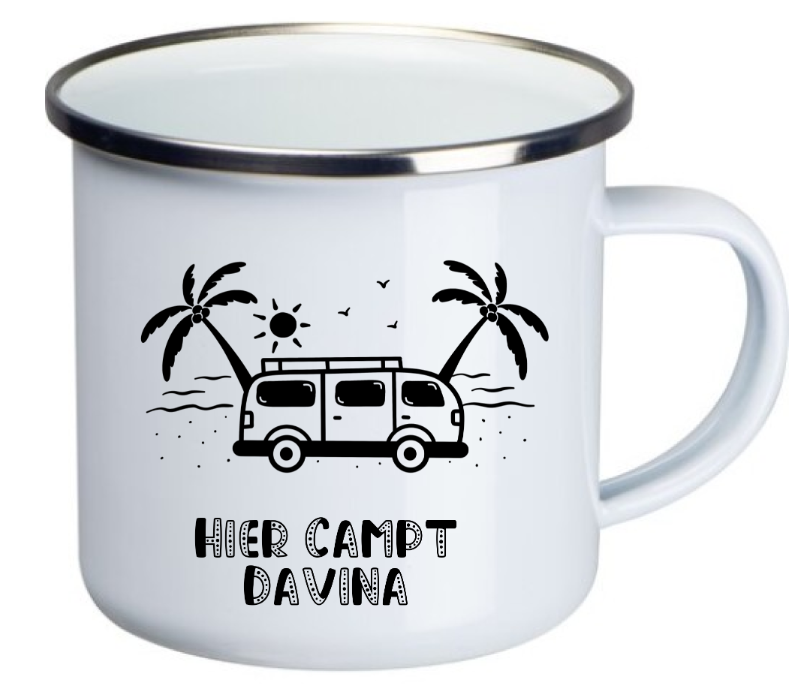 Emaille Tasse Camping - Camper Van Strand Lieferumfang Set-Artikel: Emaille Tasse