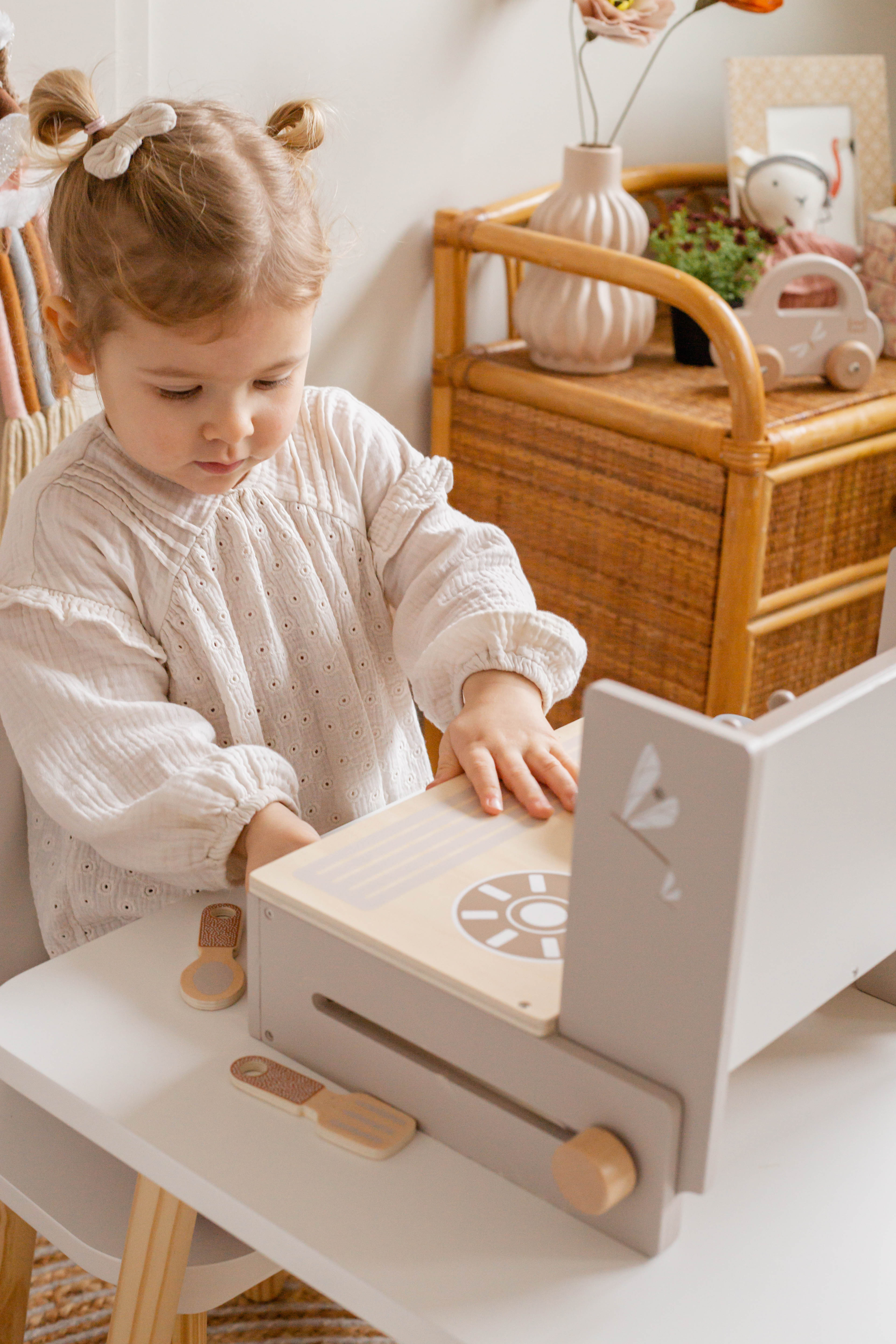 Klappbare Spielküche Herd Holz Kinder Label Label Nougat