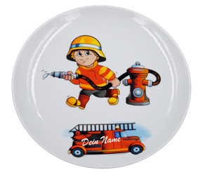 Kinderteller - Feuerwehr Porzellan